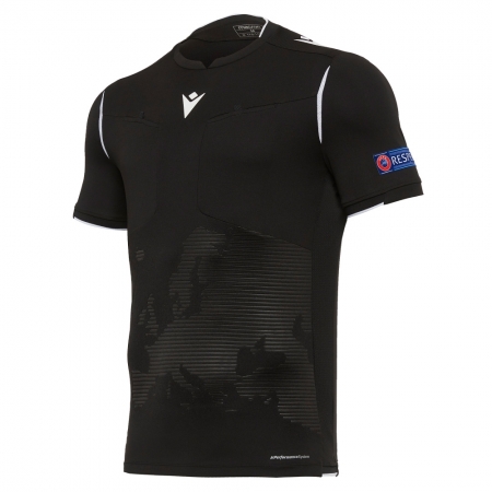 Maglia gara EURO 2020 MACRON UEFA Referee manica corta BLACK